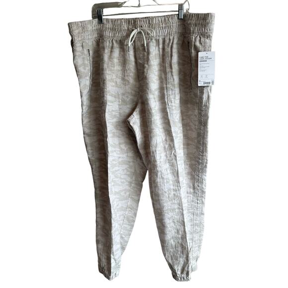 Athleta Cabo Tide Linen Jogger Pant Neutral Camo 22 - Picture 2 of 10
